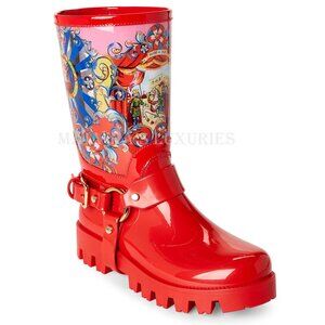 DOLCE & GABBANA RAIN BOOTS RED TEATRO DEI PUPI PVC HARNESS sz IT 35 US 5